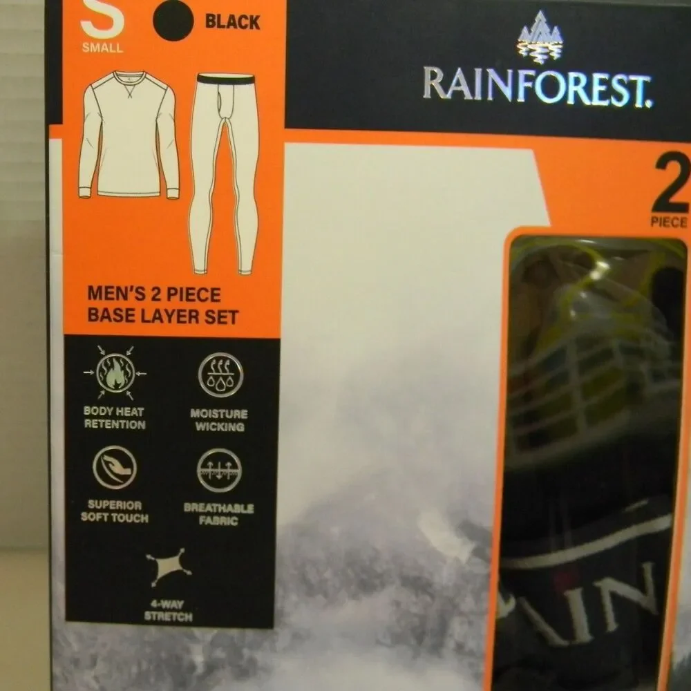 Rainforest Base Layer Set Black Men's Sz Small 